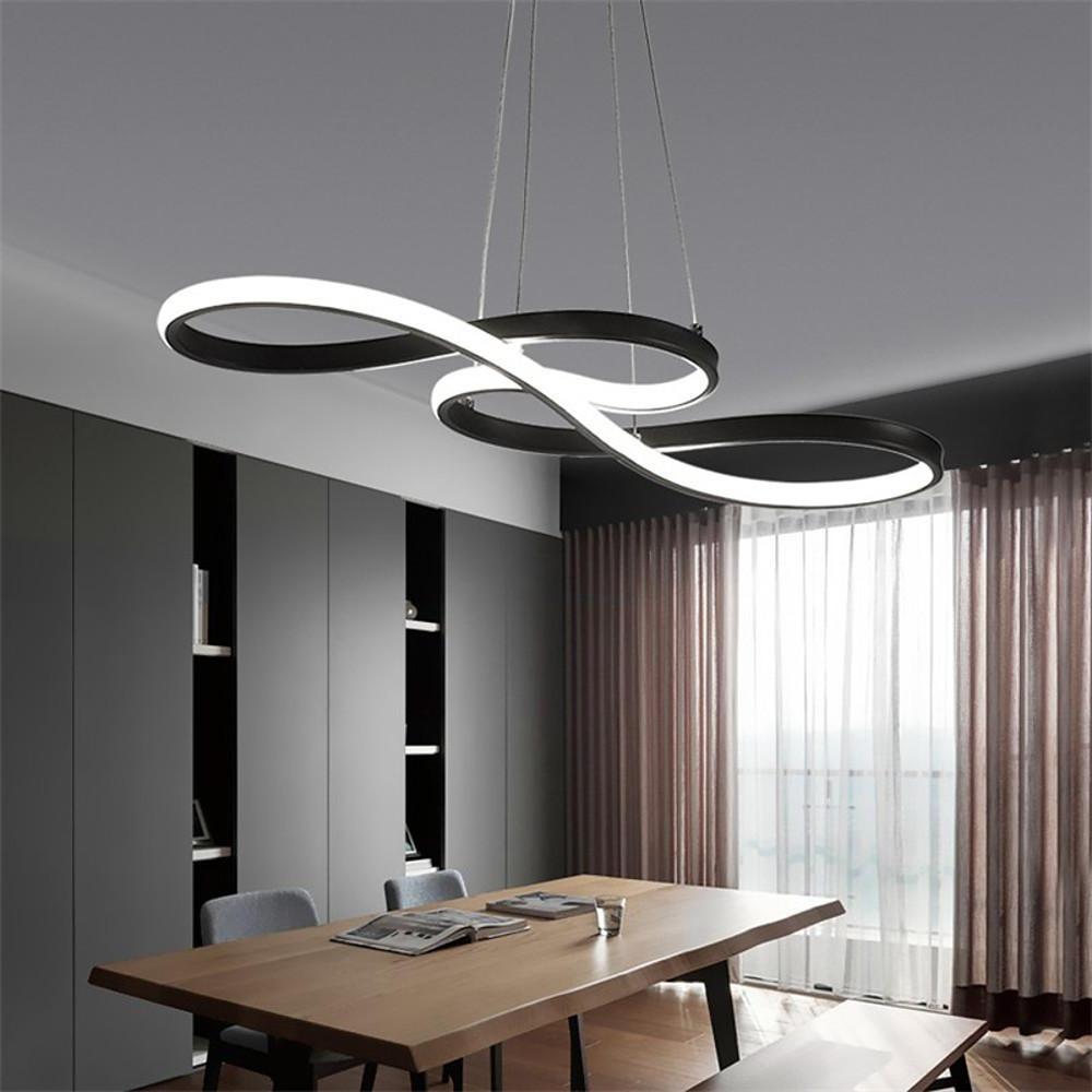 Geometric Wave Semi-Flush Chandelier – Metal &amp; Silica Gel