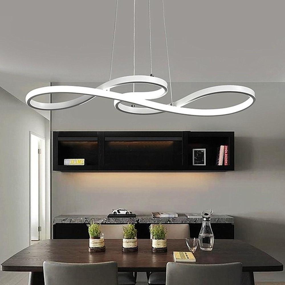 Geometric Wave Semi-Flush Chandelier – Metal &amp; Silica Gel