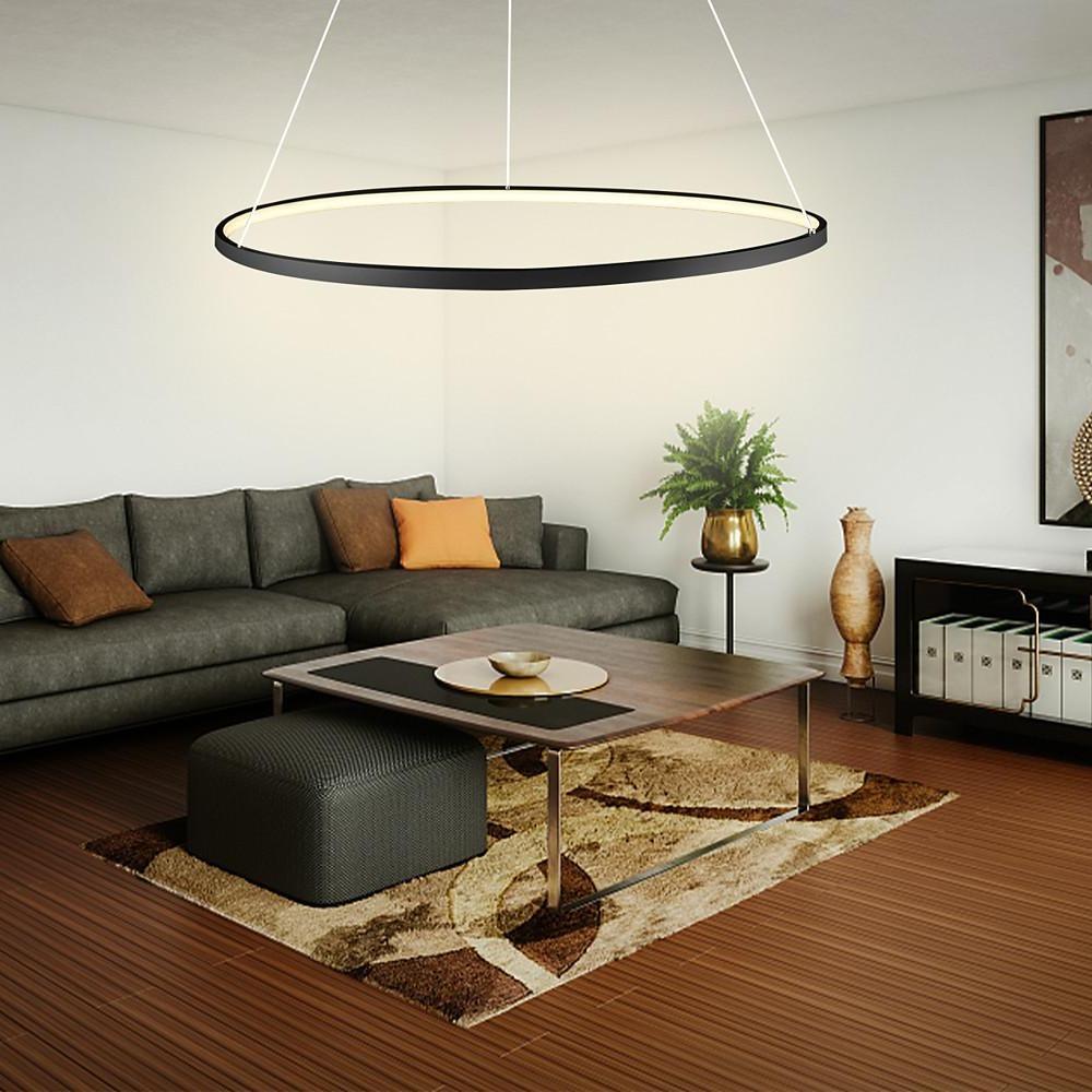 Round Geometric 30 W Single-Ring Integrated LED Pendant – Modern &amp; Dimmable