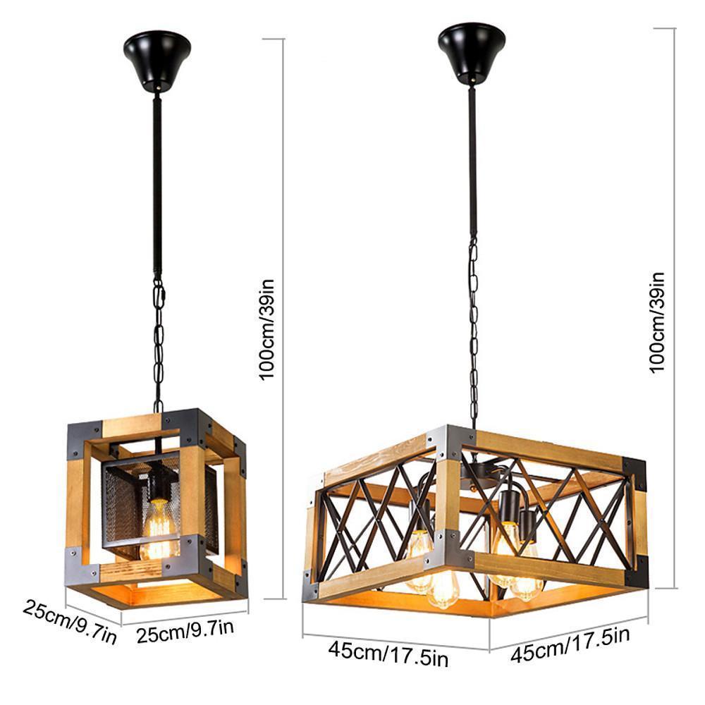 Rustic Industrial Linear Wood &amp; Metal Chandelier