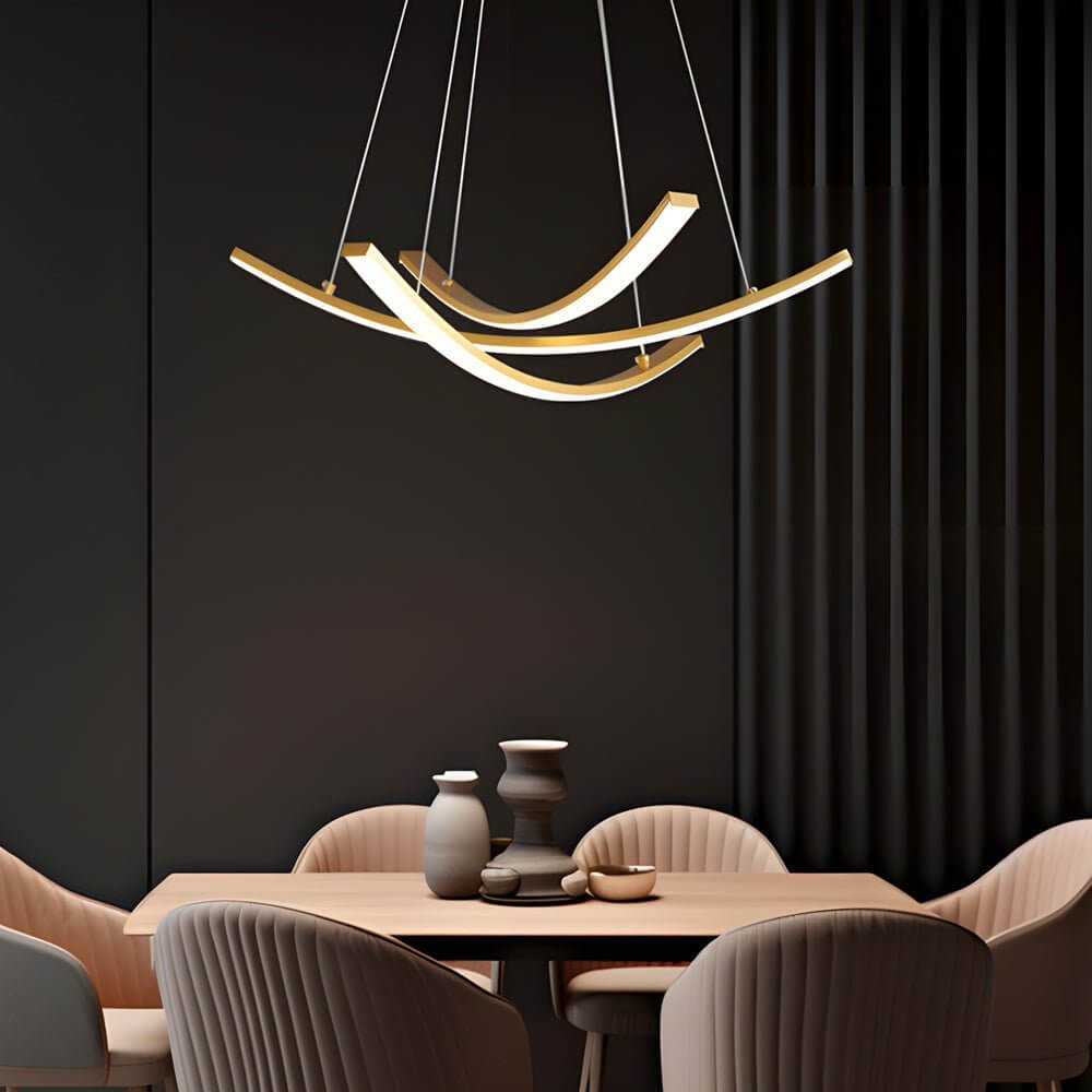 Curved Copper Strip Full-Spectrum LED Pendant Light