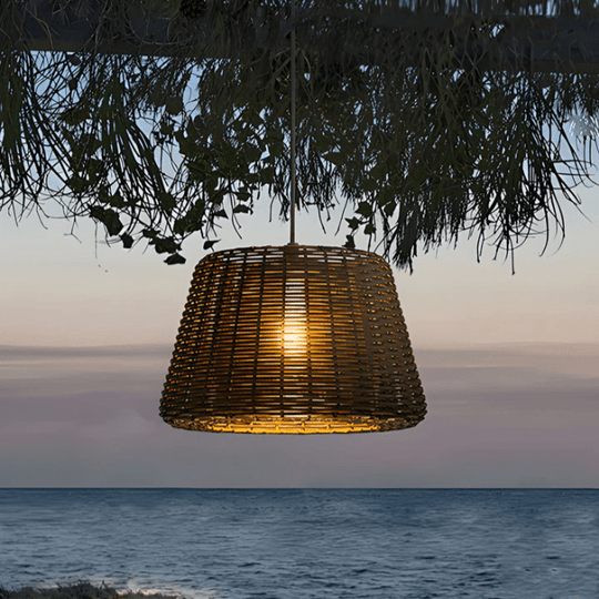 Elegant Rattan Shade LED Outdoor Floor Lamp