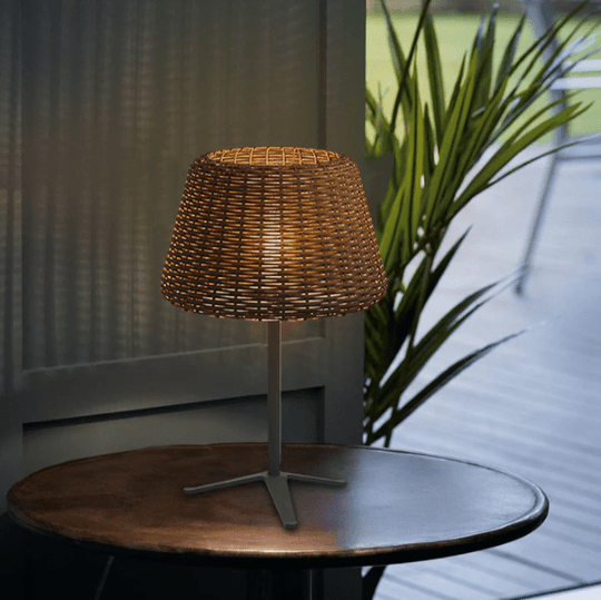 Elegant Rattan Shade LED Outdoor Floor Lamp