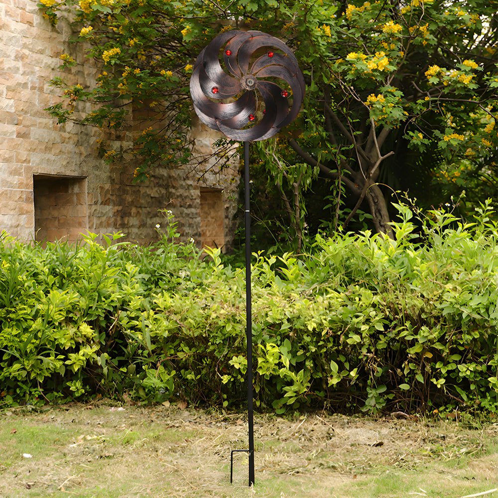 Vintage Iron Solar Wind Spinner Garden Stake Lights (2 Pcs)