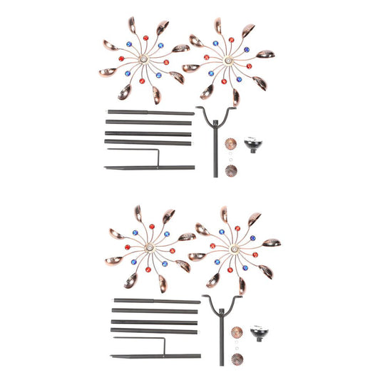 Vintage Iron Solar Wind Spinner Garden Stake Lights (2 Pcs)