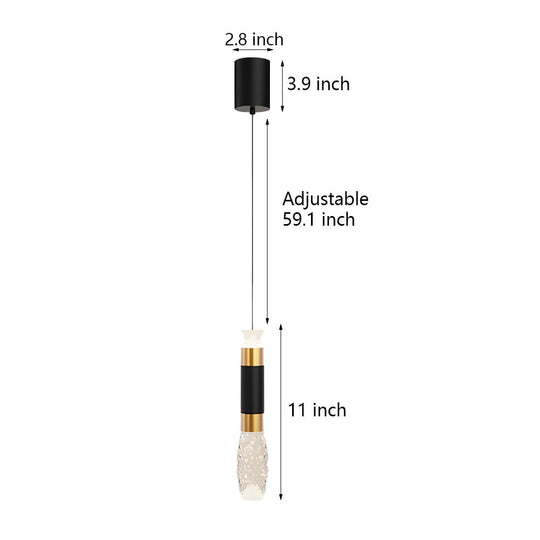 Elongated Cylindrical Aluminum 3 Step Dimming Modern LED Pendant Light – Black &amp; Gold