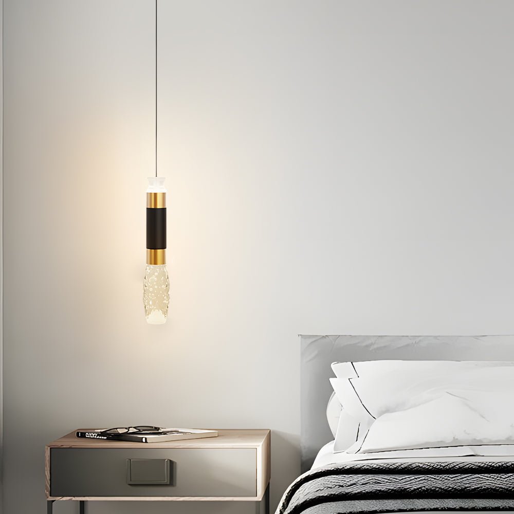 Elongated Cylindrical Aluminum 3 Step Dimming Modern LED Pendant Light – Black &amp; Gold