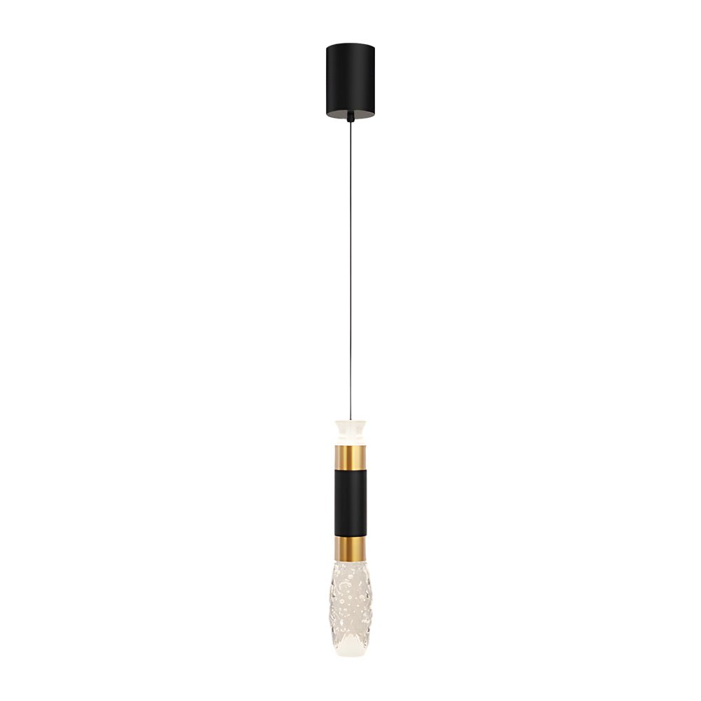Elongated Cylindrical Aluminum 3 Step Dimming Modern LED Pendant Light – Black &amp; Gold