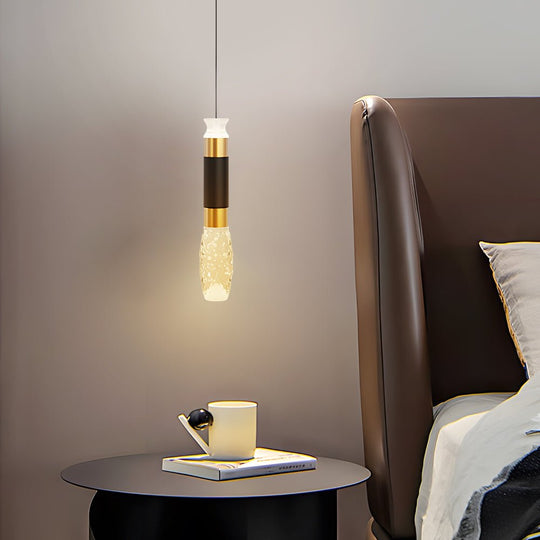 Elongated Cylindrical Aluminum 3 Step Dimming Modern LED Pendant Light – Black &amp; Gold