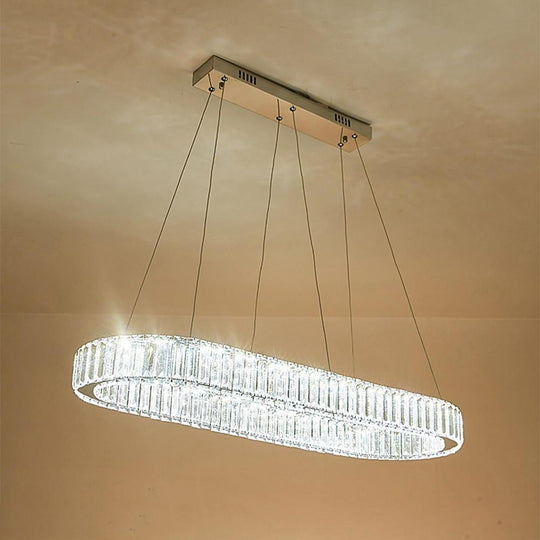 Chrome &amp; Gold Crystal Oval Ring LED Pendant Chandelier