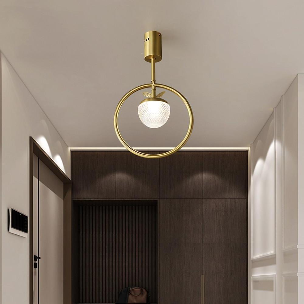 Circle LED Gold Flush Mount Ceiling Light – Modern Nordic Acrylic &amp; Copper Design