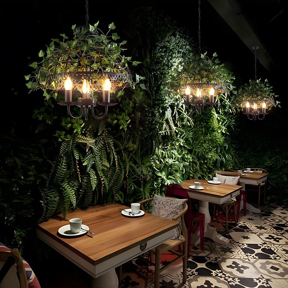 Enchanted Forest Iron Cage Pendant Light with Vines