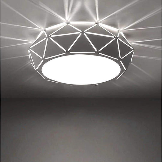 Geometric Drum Shaped LED Modern Flush Mount Ceiling Light