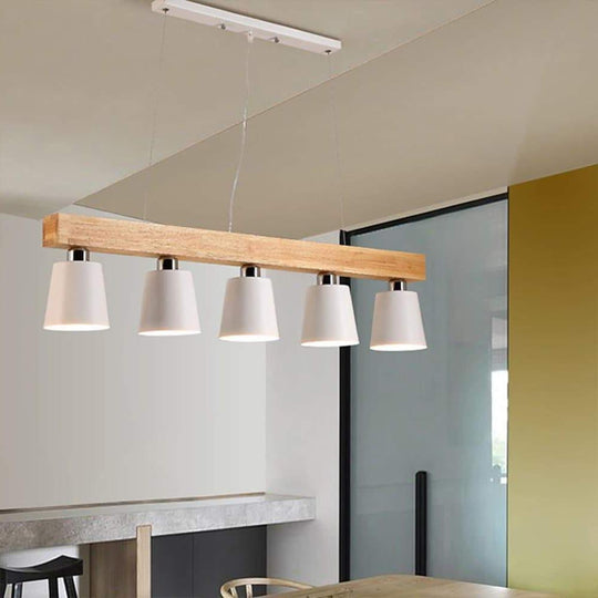 Row of Lights Farmhouse Pendant Light Metal &amp; Wood Pendant Lighting