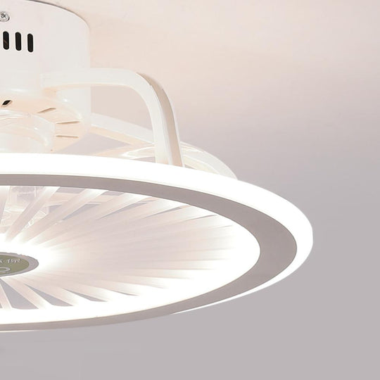 Modern Black &amp; White Bladeless Ceiling Fan with LED Light