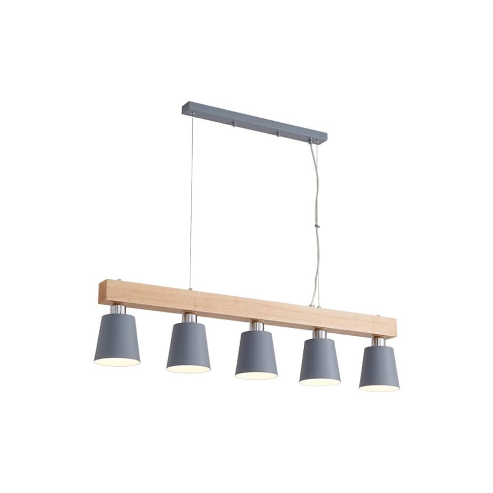 Row of Lights Farmhouse Pendant Light Metal &amp; Wood Pendant Lighting