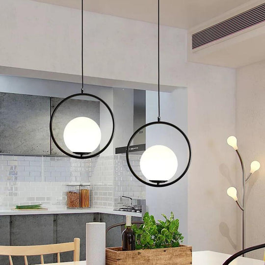 Modern Metal Circle Glass Globe Pendant Ceiling Light