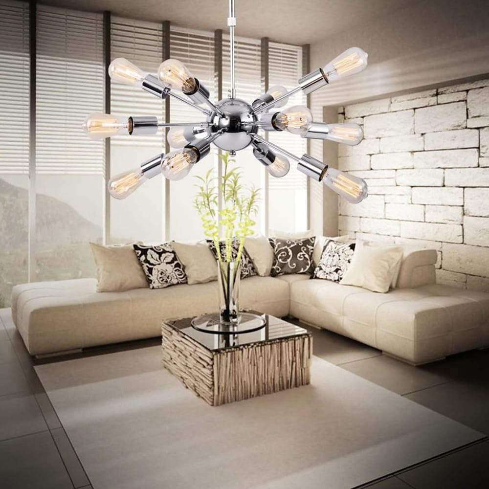 Modern Silver Sputnik Chandelier Dining Room &amp; Kitchen Chandelier with 12 Bulbs