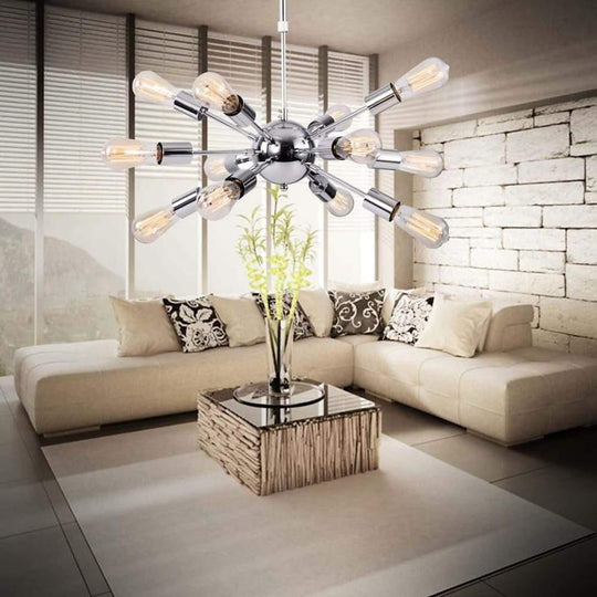 Modern Silver Sputnik Chandelier Dining Room &amp; Kitchen Chandelier with 12 Bulbs