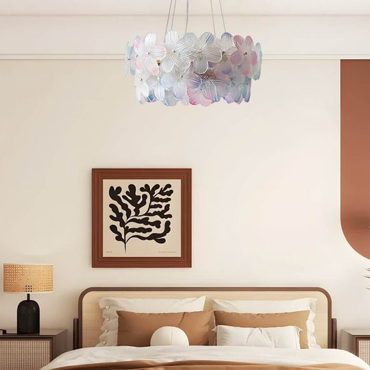 French Glass Flower Round Chandelier – 6 or 8 Lights