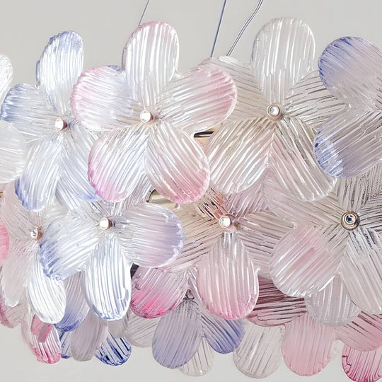 French Glass Flower Round Chandelier – 6 or 8 Lights