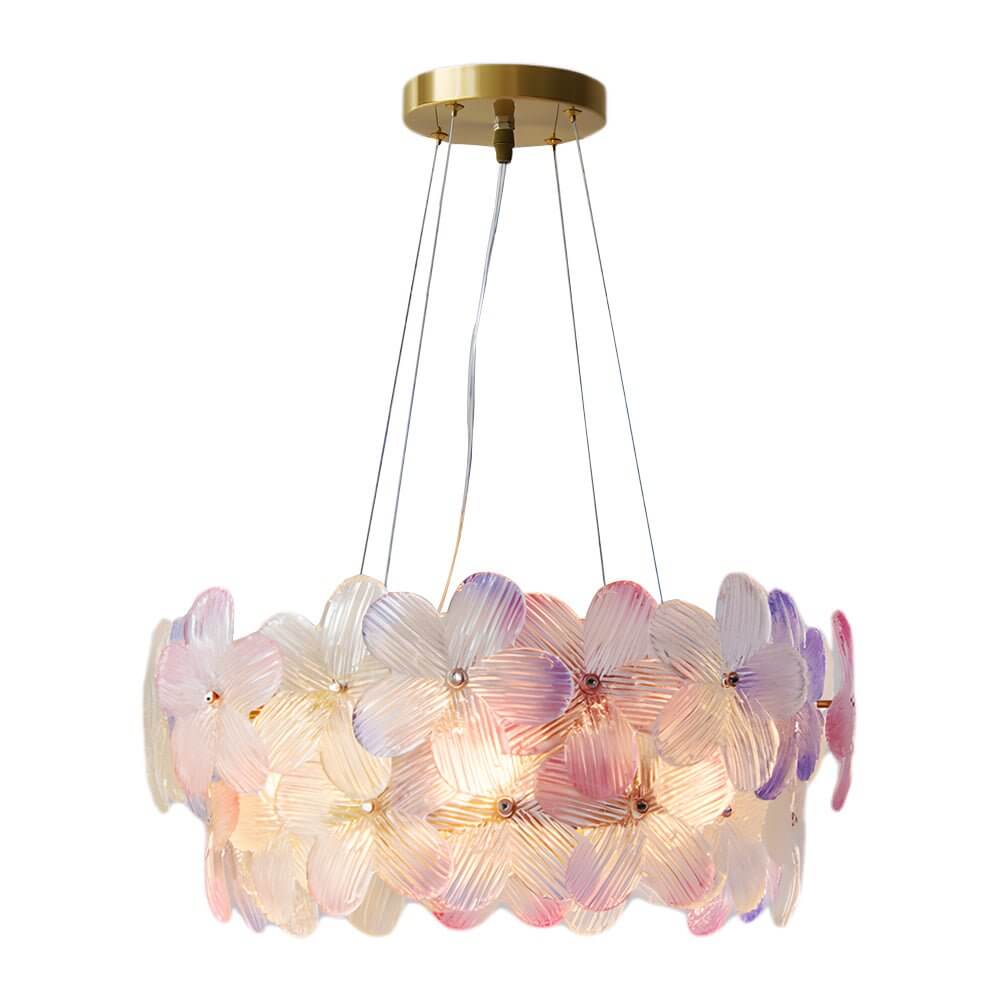French Glass Flower Round Chandelier – 6 or 8 Lights