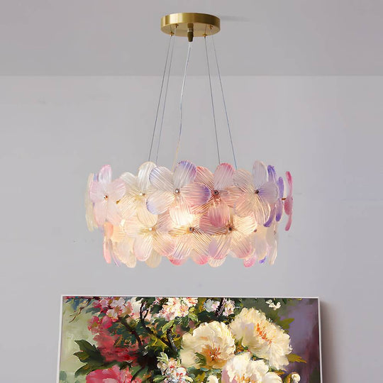 French Glass Flower Round Chandelier – 6 or 8 Lights