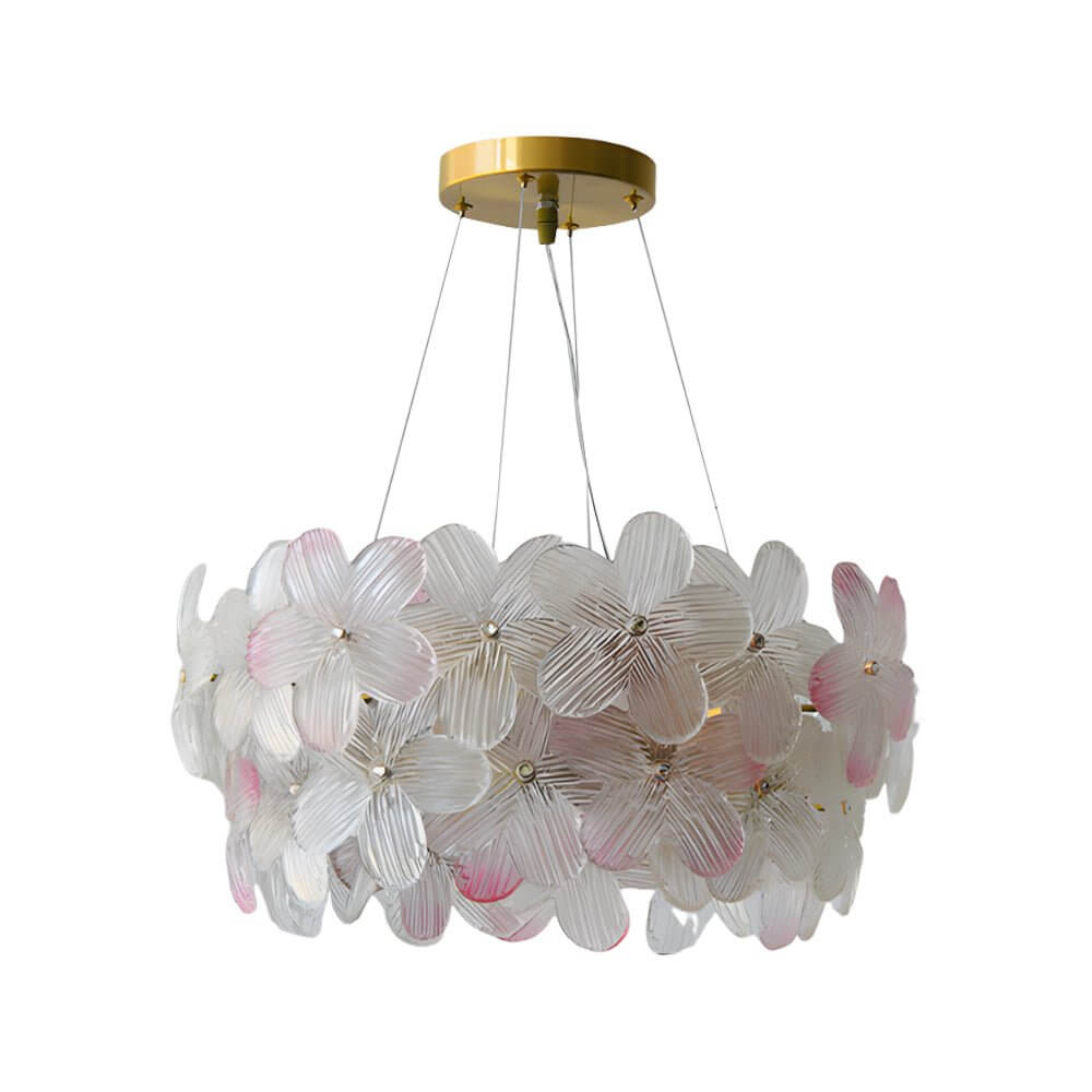 French Glass Flower Round Chandelier – 6 or 8 Lights