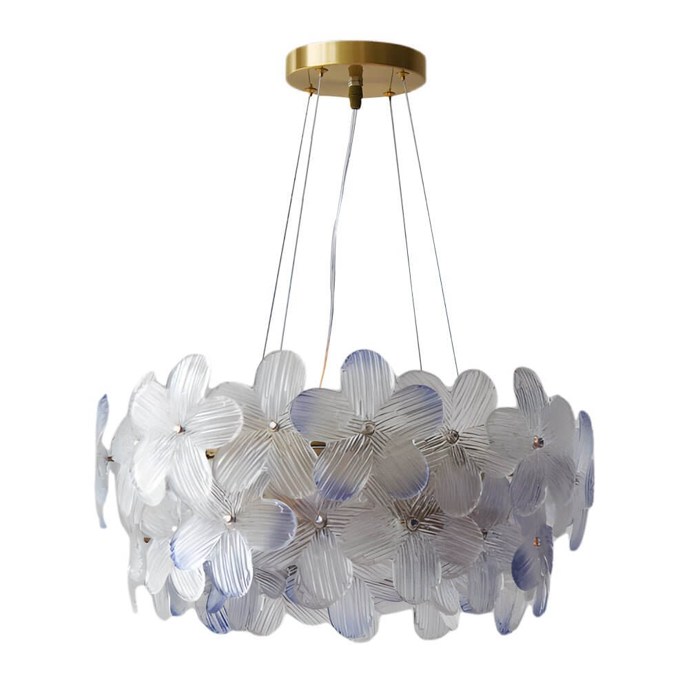 French Glass Flower Round Chandelier – 6 or 8 Lights