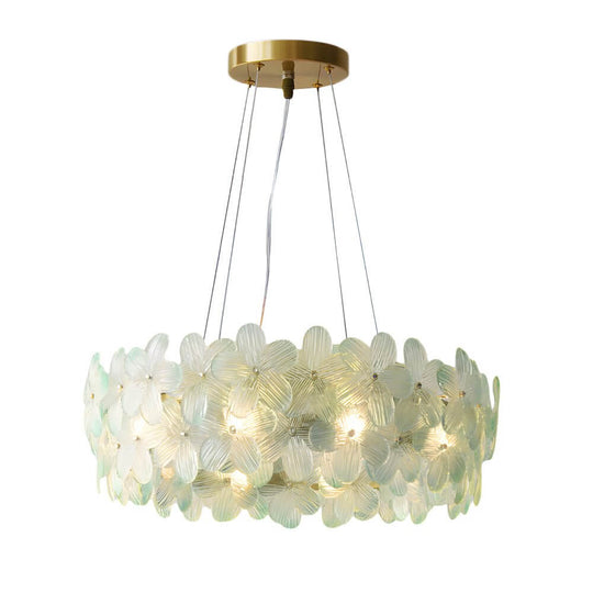 French Glass Flower Round Chandelier – 6 or 8 Lights