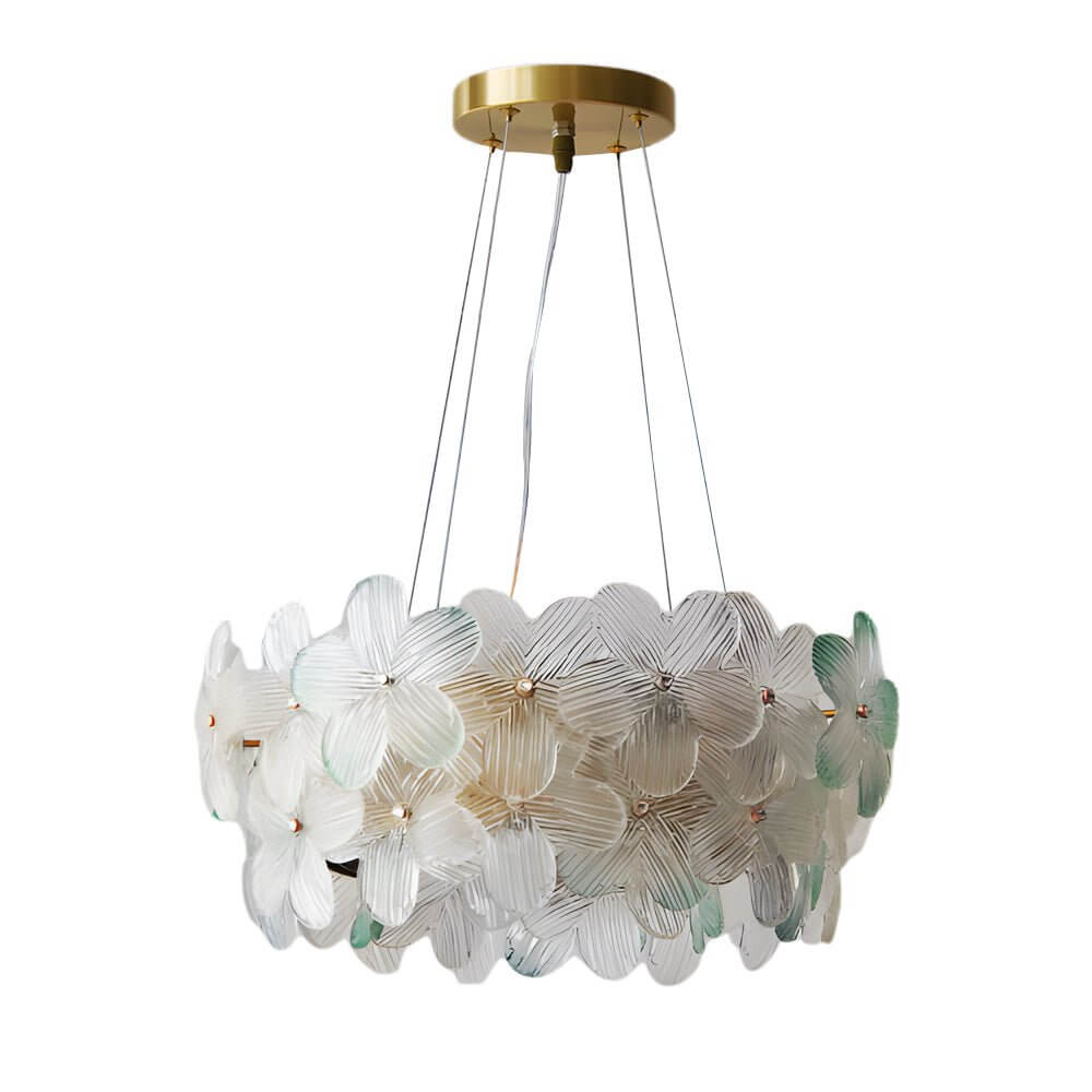 French Glass Flower Round Chandelier – 6 or 8 Lights