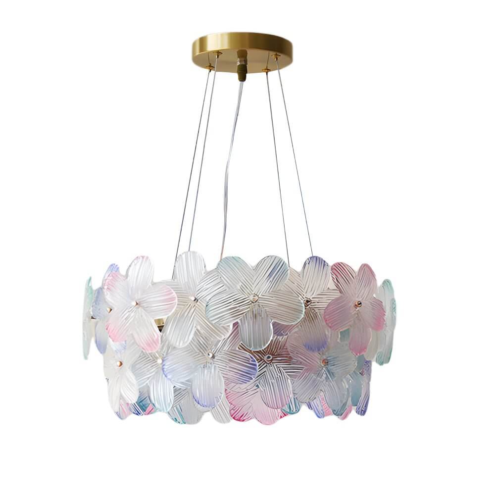 French Glass Flower Round Chandelier – 6 or 8 Lights