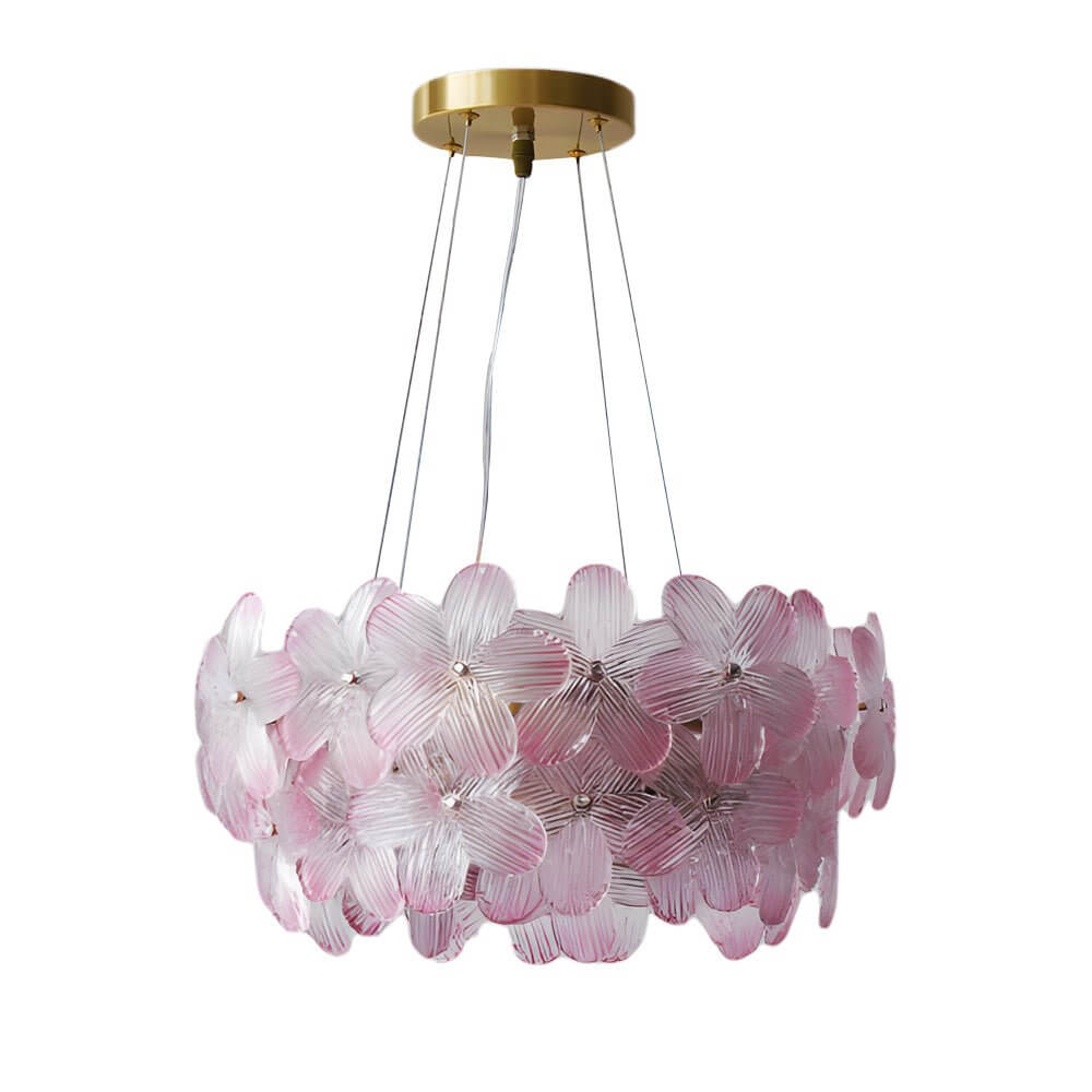 French Glass Flower Round Chandelier – 6 or 8 Lights