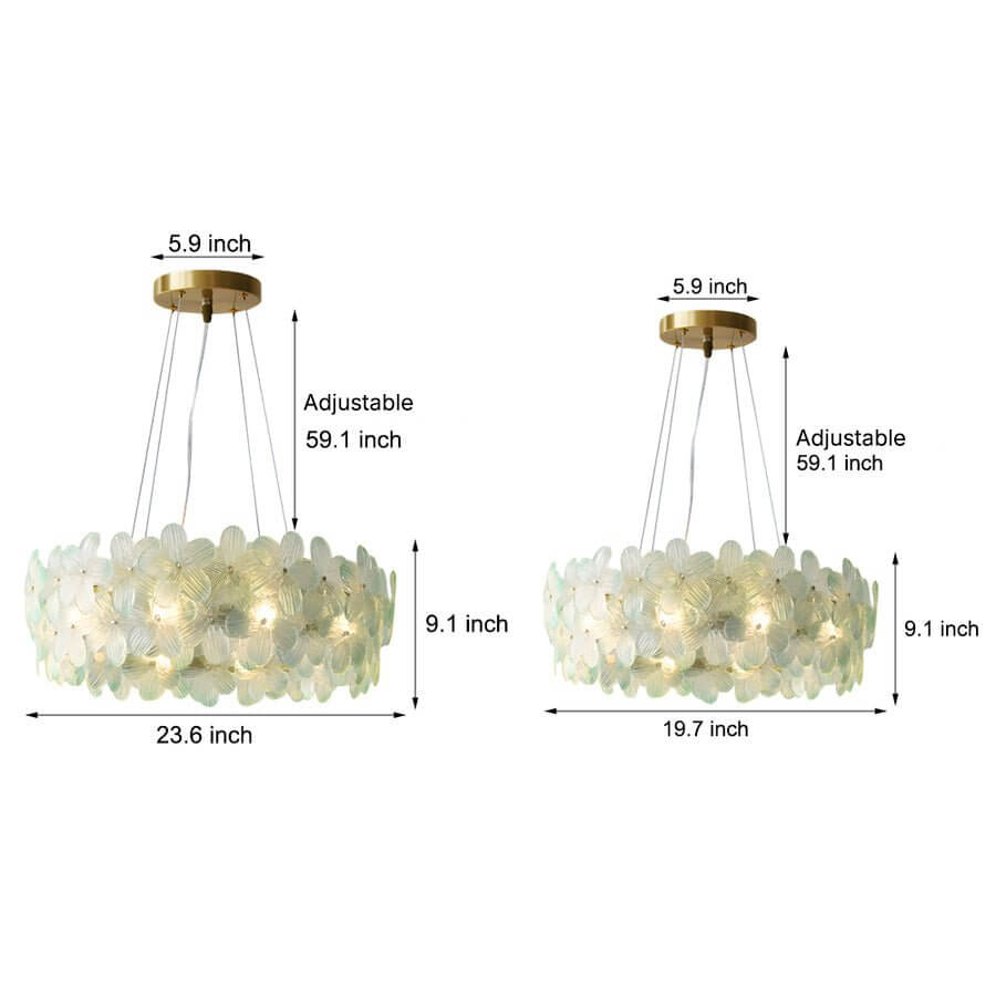French Glass Flower Round Chandelier – 6 or 8 Lights