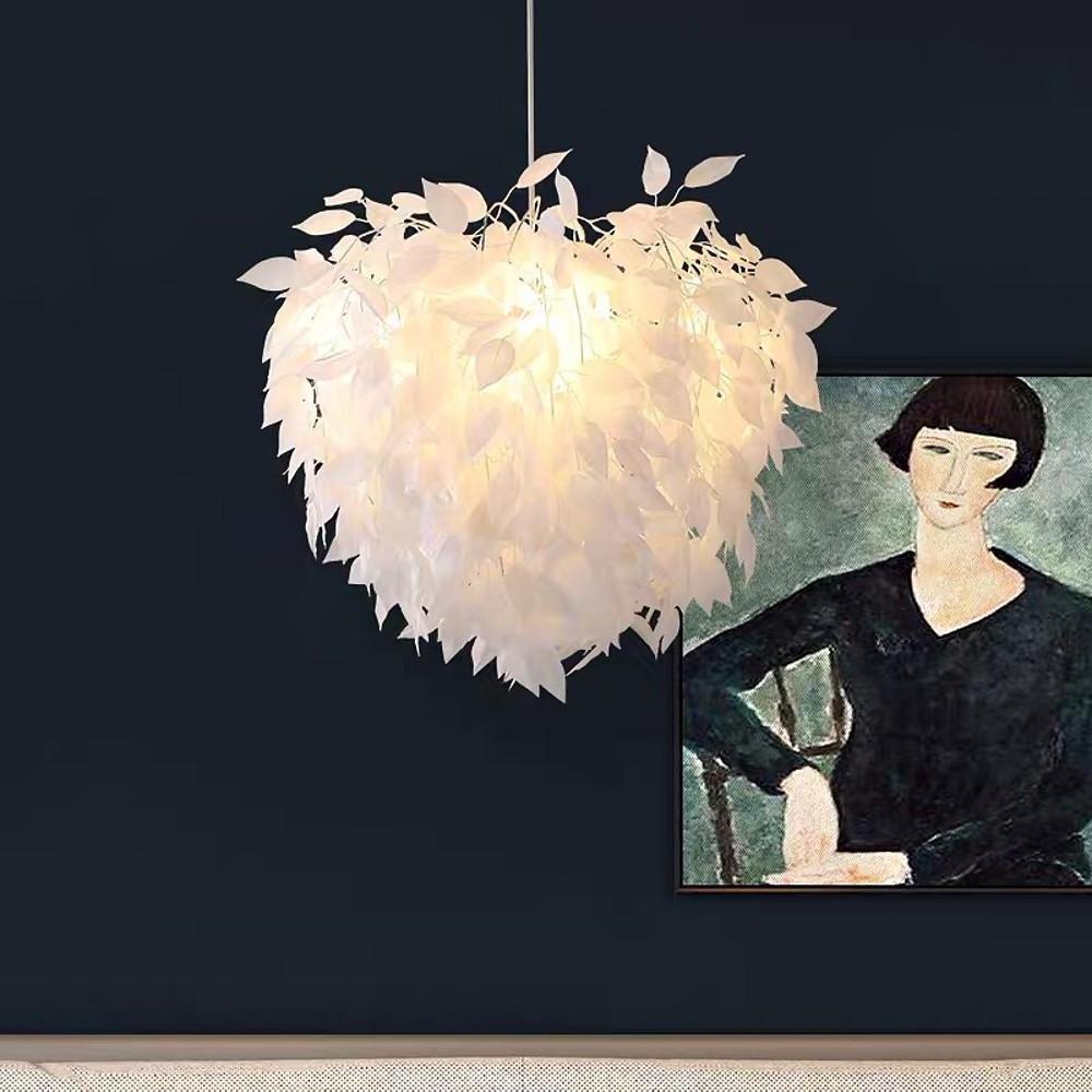 Modern Scandinavian Fabric Pendant Light – White &amp; Gold, LED, Dimmable, 24"