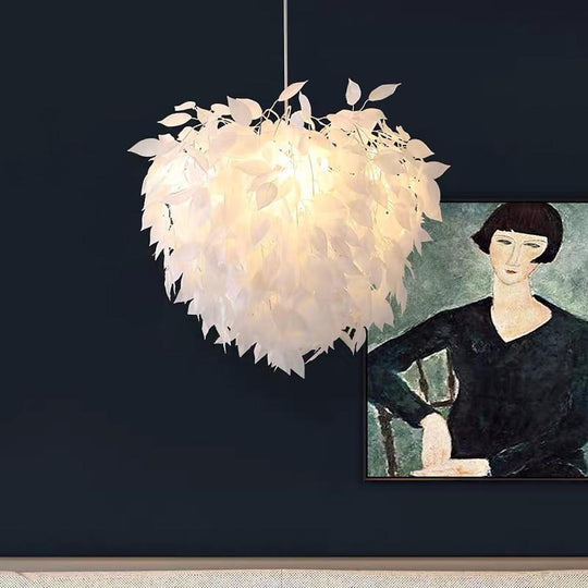 Modern Scandinavian Fabric Pendant Light – White &amp; Gold, LED, Dimmable, 24"