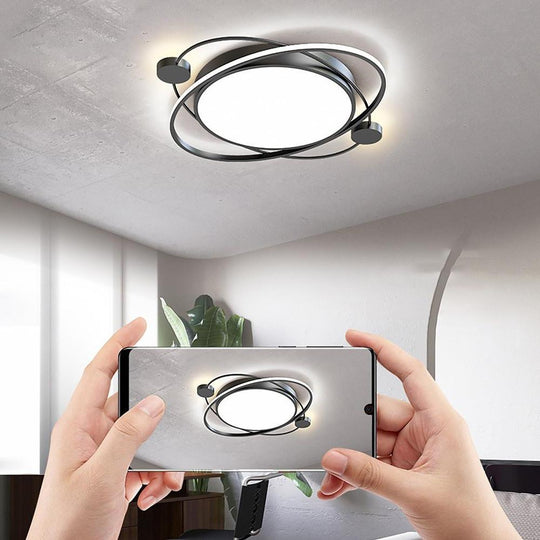 LED Geometric Shapes Circle Dimmable Flush Mount Light with Remote Control