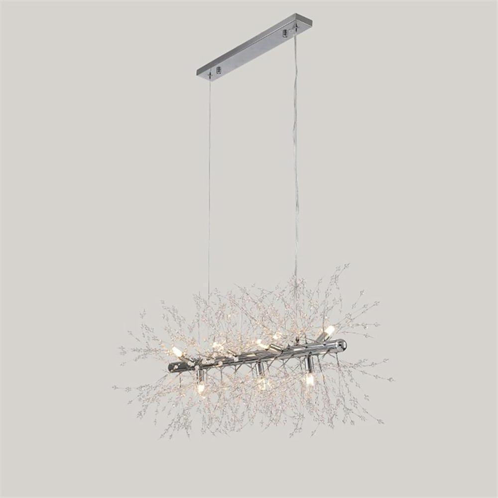 Luxury Modern LED Pendant Light – Electroplated Metal &amp; Crystal Branch Design