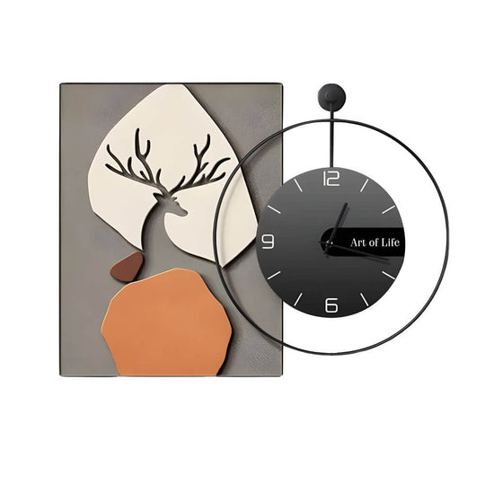 Geometric Silent Wall Clock Canvas Painting Wall Art