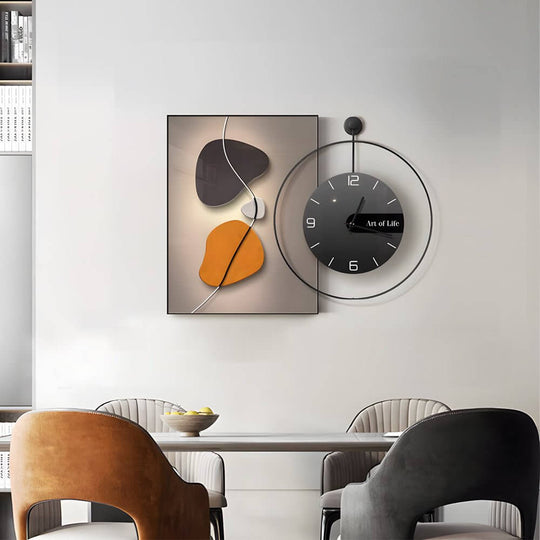 Geometric Silent Wall Clock Canvas Painting Wall Art