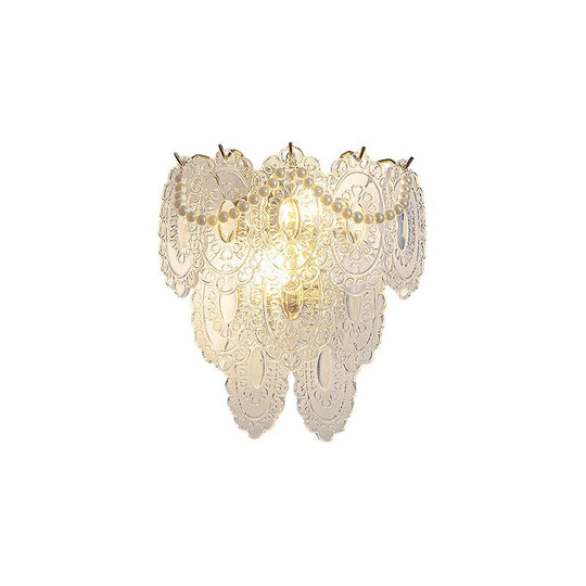 Glass Leaves Feathers Luxury Three Step Dimming French Style Wall Lamp