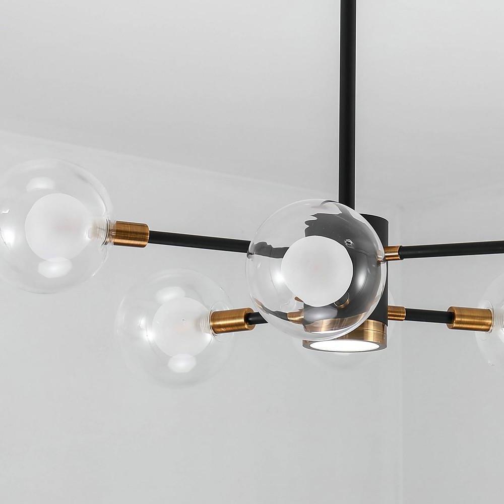 6-Light LED Glass &amp; Metal Modern Chandelier for Kitchen Island Lighting