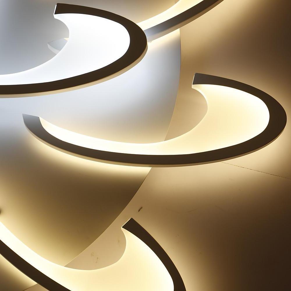 Modern Geometric Wave Flush Mount LED Circle Ceiling Light