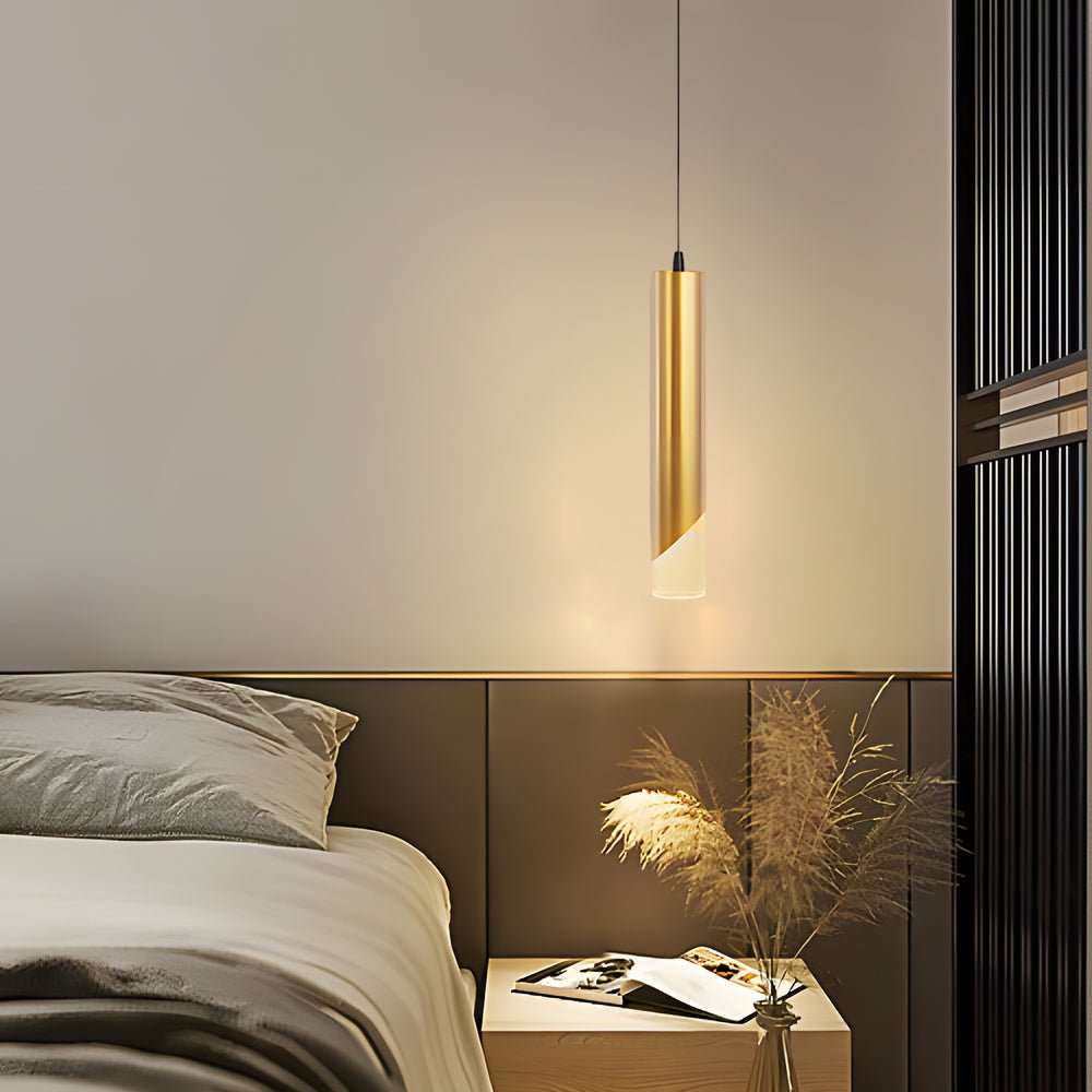 Hardware Slender Cylinder 3 Step Dimming Gold Modern LED Pendant Light