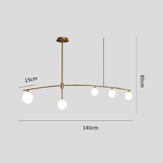 Curved Line Design 9-Light Glass LED Gold Modern Chandelier Ceiling Light