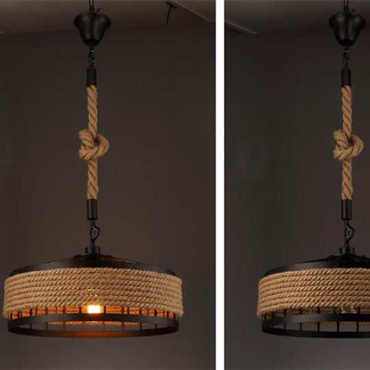 Circular Rope Wrapped Country Chandelier Pendant Light
