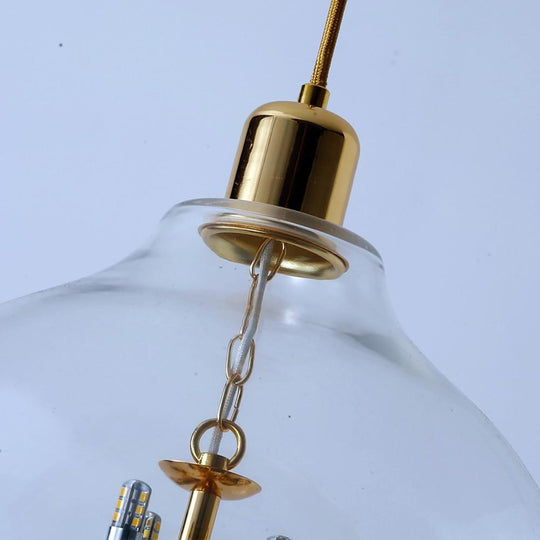 Glass Candelabra Globe Pendant Lighting with Interior 9 LED Light