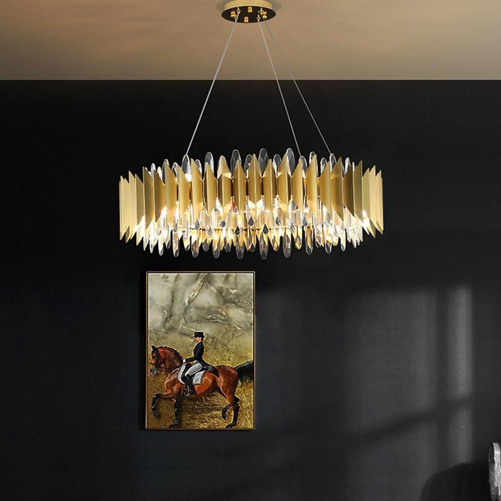 Modern Round Crystal Stainless Steel LED Chandelier
