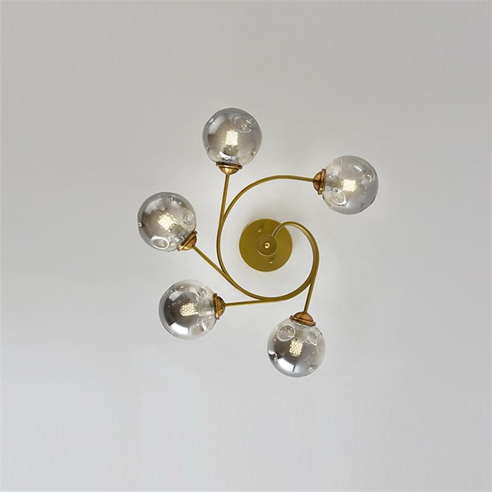 Swirling Nordic Globe Bubble Metal &amp; Glass 5-Light Chandelier