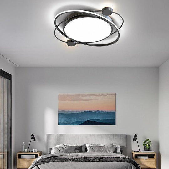 LED Geometric Shapes Circle Dimmable Flush Mount Light with Remote Control